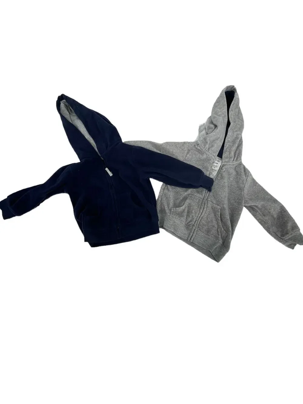 Carter's Simple Joys Gray Navy Blue 2 Full Zip Hoodies Baby Size 12 Months